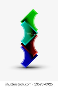 3d futuristic shapes vector abstract background made of glossy pieces with light effects. Modern design