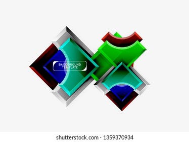 3d futuristic shapes vector abstract background made of glossy pieces with light effects. Modern design