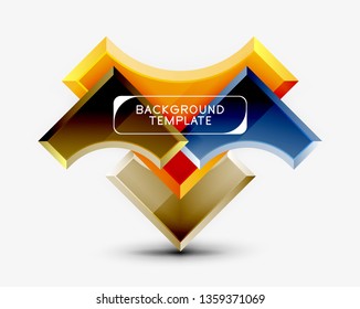 3d futuristic shapes vector abstract background made of glossy pieces with light effects. Modern design