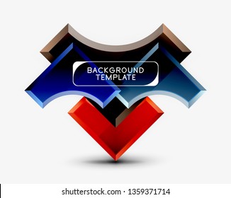 3d futuristic shapes vector abstract background made of glossy pieces with light effects. Modern design