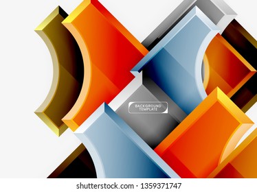3d futuristic shapes vector abstract background made of glossy pieces with light effects. Modern design