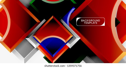 3d futuristic shapes vector abstract background made of glossy pieces with light effects. Modern design