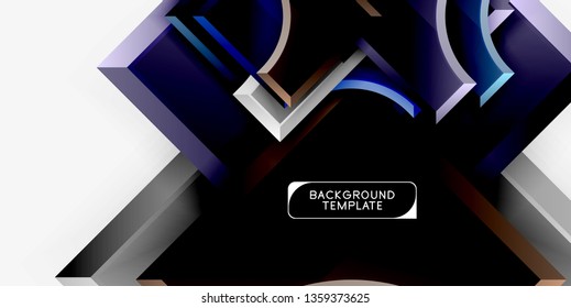 3d futuristic shapes vector abstract background made of glossy pieces with light effects. Modern design