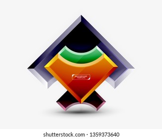 3d futuristic shapes vector abstract background made of glossy pieces with light effects. Modern design