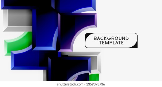 3d futuristic shapes vector abstract background made of glossy pieces with light effects. Modern design