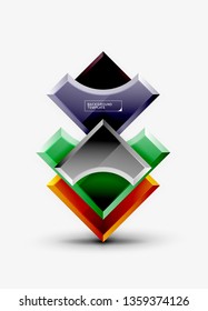 3d futuristic shapes vector abstract background made of glossy pieces with light effects. Modern design