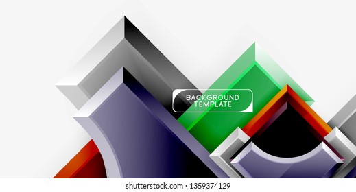 3d futuristic shapes vector abstract background made of glossy pieces with light effects. Modern design