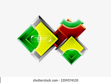 3d futuristic shapes vector abstract background made of glossy pieces with light effects. Modern design