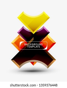 3d futuristic shapes vector abstract background made of glossy pieces with light effects. Modern design