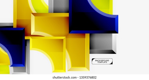 3d futuristic shapes vector abstract background made of glossy pieces with light effects. Modern design