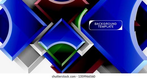 3d futuristic shapes vector abstract background made of glossy pieces with light effects. Modern design
