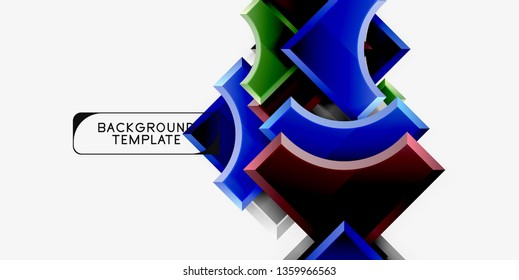 3d formas futuristas vectorial fondo abstracto hecho de piezas glosas con efectos de luz. Diseño moderno