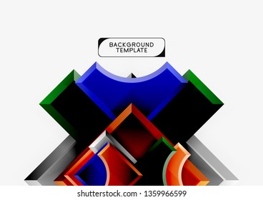 3d futuristic shapes vector abstract background made of glossy pieces with light effects. Modern design