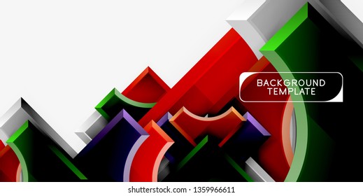 3d formas futuristas vectorial fondo abstracto hecho de piezas glosas con efectos de luz. Diseño moderno