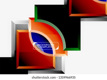 3d futuristic shapes vector abstract background made of glossy pieces with light effects. Modern design