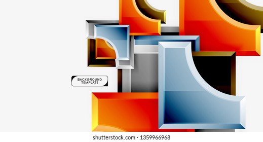 3d formas futuristas vectorial fondo abstracto hecho de piezas glosas con efectos de luz. Diseño moderno