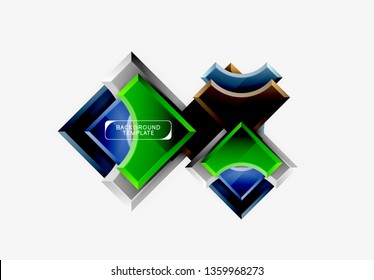 3d futuristic shapes vector abstract background made of glossy pieces with light effects. Modern design