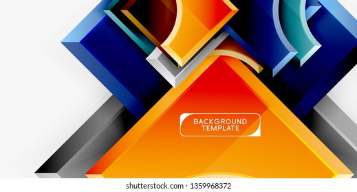 3d futuristic shapes vector abstract background made of glossy pieces with light effects. Modern design
