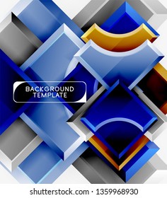 3d futuristic shapes vector abstract background made of glossy pieces with light effects. Modern design
