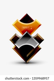 3d futuristic shapes vector abstract background made of glossy pieces with light effects. Modern design