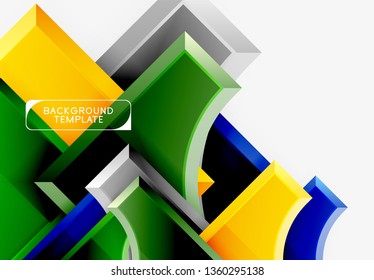 3d futuristic shapes vector abstract background made of glossy pieces with light effects. Modern design