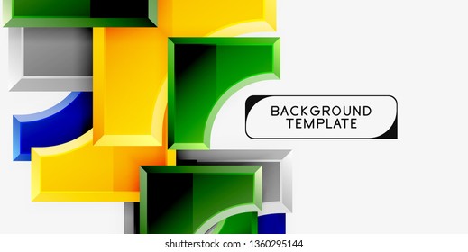 3d futuristic shapes vector abstract background made of glossy pieces with light effects. Modern design