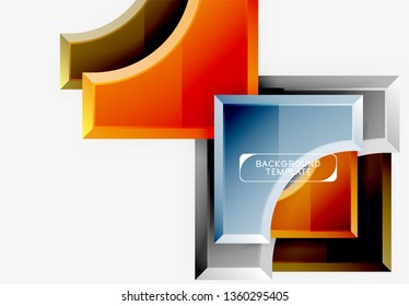 3d futuristic shapes vector abstract background made of glossy pieces with light effects. Modern design