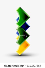 3d futuristic shapes vector abstract background made of glossy pieces with light effects. Modern design