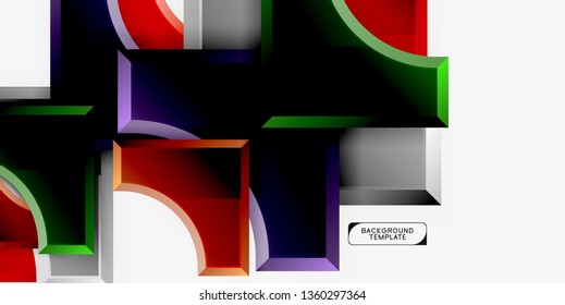 3d futuristic shapes vector abstract background made of glossy pieces with light effects. Modern design