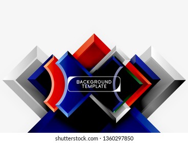 3d formas futuristas vectorial fondo abstracto hecho de piezas glosas con efectos de luz. Diseño moderno