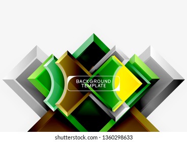 3d futuristic shapes vector abstract background made of glossy pieces with light effects. Modern design