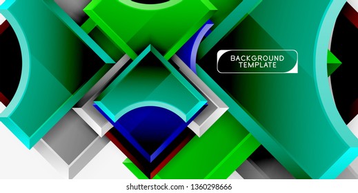 3d formas futuristas vectorial fondo abstracto hecho de piezas glosas con efectos de luz. Diseño moderno