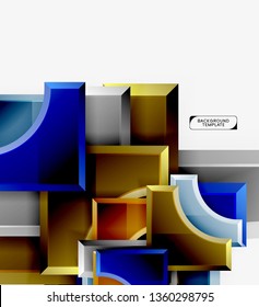 3d futuristic shapes vector abstract background made of glossy pieces with light effects. Modern design