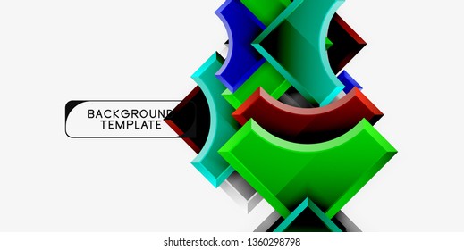3d formas futuristas vectorial fondo abstracto hecho de piezas glosas con efectos de luz. Diseño moderno