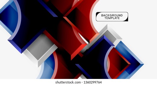 3d formas futuristas vectorial fondo abstracto hecho de piezas glosas con efectos de luz. Diseño moderno