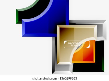 3d futuristic shapes vector abstract background made of glossy pieces with light effects. Modern design