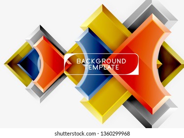 3d futuristic shapes vector abstract background made of glossy pieces with light effects. Modern design