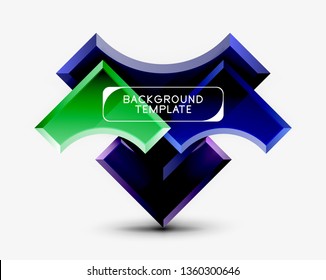 3d futuristic shapes vector abstract background made of glossy pieces with light effects. Modern design