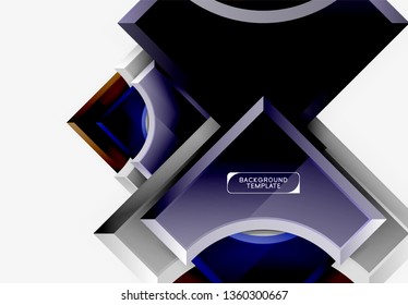 3d futuristic shapes vector abstract background made of glossy pieces with light effects. Modern design