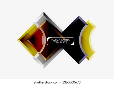 3d futuristic shapes vector abstract background made of glossy pieces with light effects. Modern design