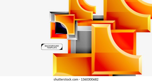 3d futuristic shapes vector abstract background made of glossy pieces with light effects. Modern design