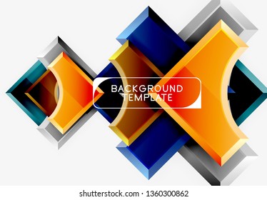 3d futuristic shapes vector abstract background made of glossy pieces with light effects. Modern design