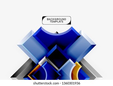 3d formas futuristas vectorial fondo abstracto hecho de piezas glosas con efectos de luz. Diseño moderno