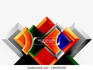 3d futuristic shapes vector abstract background made of glossy pieces with light effects. Modern design