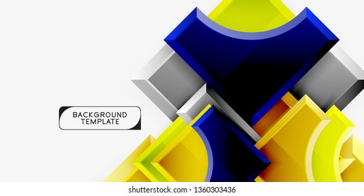 3d formas futuristas vectorial fondo abstracto hecho de piezas glosas con efectos de luz. Diseño moderno
