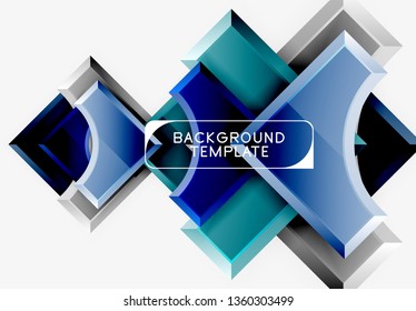 3d futuristic shapes vector abstract background made of glossy pieces with light effects. Modern design