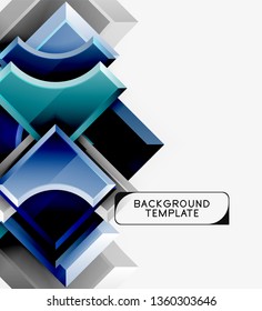 3d futuristic shapes vector abstract background made of glossy pieces with light effects. Modern design