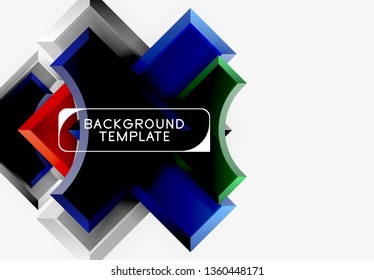 3d futuristic shapes vector abstract background made of glossy pieces with light effects. Modern design