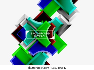 3d futuristic shapes vector abstract background made of glossy pieces with light effects. Modern design