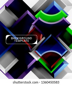 3d futuristic shapes vector abstract background made of glossy pieces with light effects. Modern design